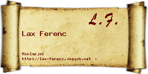 Lax Ferenc névjegykártya